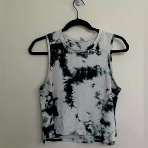 Lululemon Train To Be Crop Tank Top Womens XL in Black Coal Tie Dye Activewear!